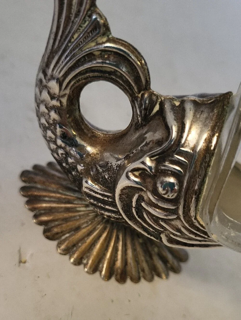 Vintage Art Nouveau Style Fish Open Salt Cellar Silver Plate